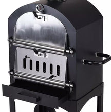 Cookinglife Holzkohle BBQ Pizzaofen Fire & Flavour - 156 cm Hoch - Inklusive Pizzastein & Grillroste - Schwarz