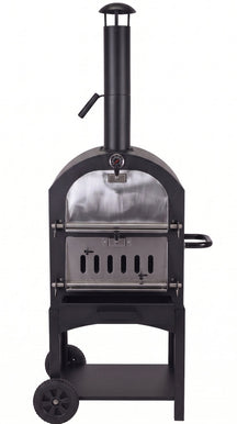 Cookinglife Holzkohle BBQ Pizzaofen Fire & Flavour - 156 cm Hoch - Inklusive Pizzastein & Grillroste - Schwarz