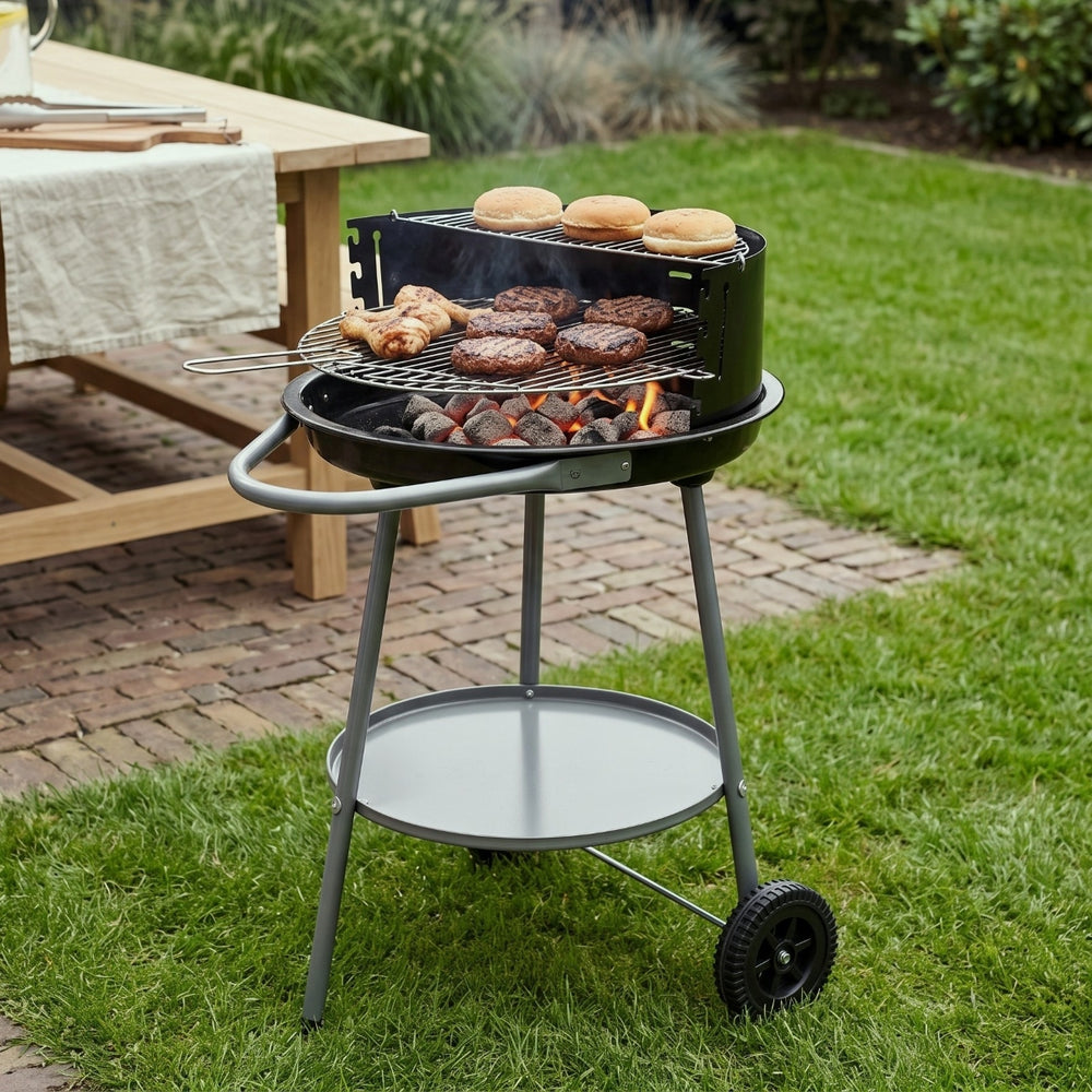 Cookinglife Halboffene BBQ mit Rädern Fire & Flavour - Holzkohle - 51 cm - Schwarz