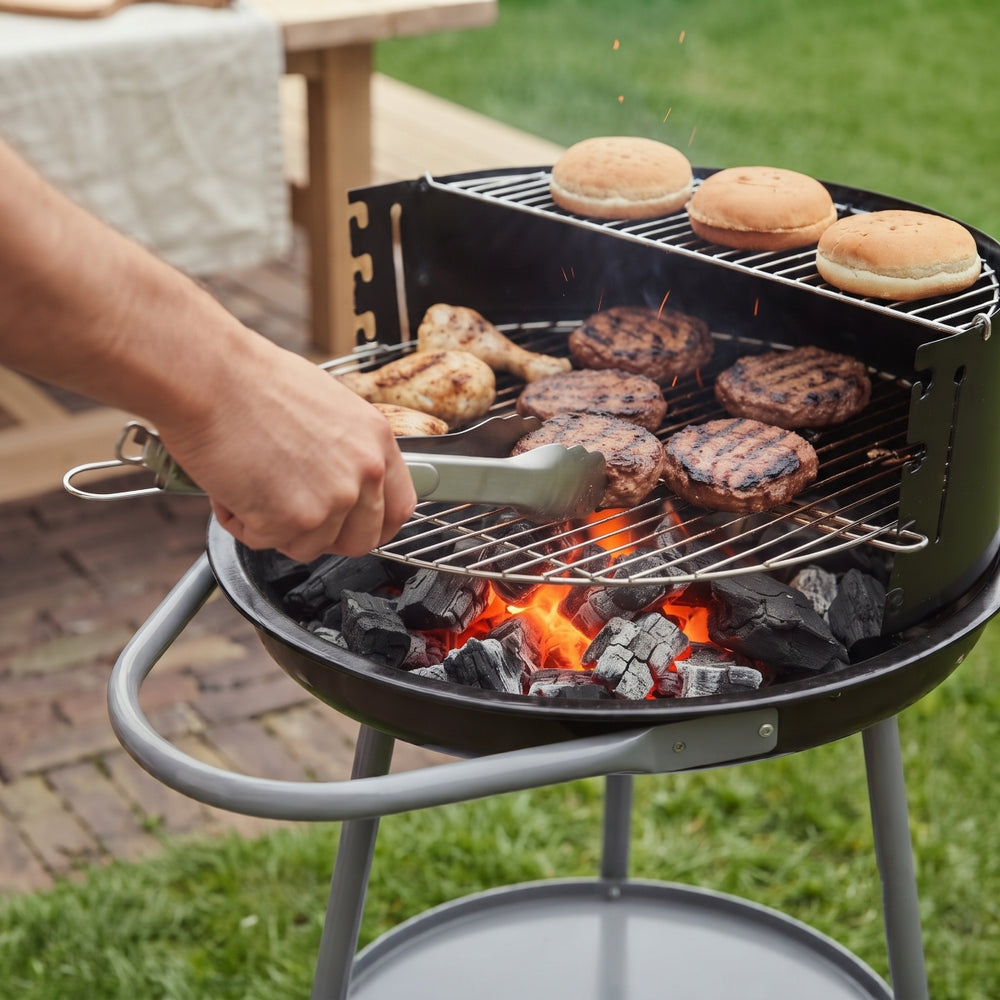 Cookinglife Halboffene BBQ mit Rädern Fire & Flavour - Holzkohle - 51 cm - Schwarz