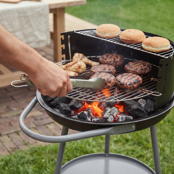 Cookinglife Halboffene BBQ mit Rädern Fire & Flavour - Holzkohle - 51 cm - Schwarz