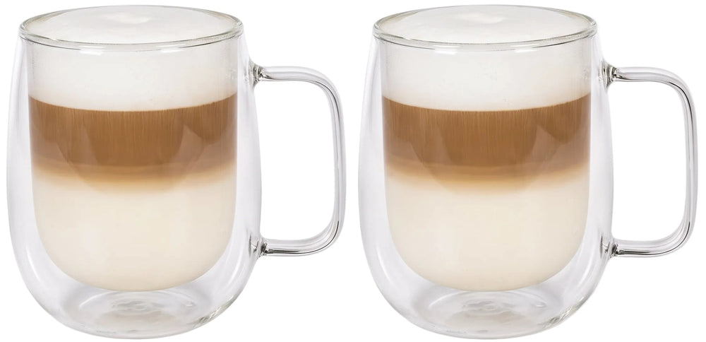Cookinglife Doppelwandige Latte Macchiato- / Teegläser mit Henkel - 400 ml - 2 Stück