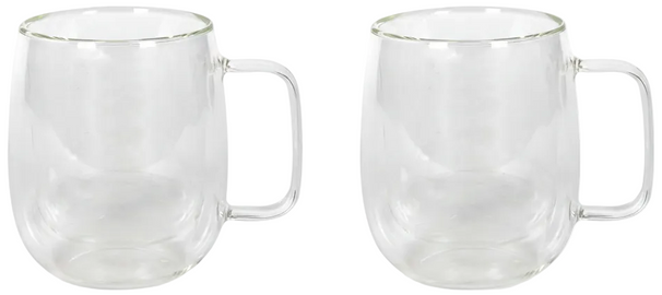 Cookinglife Doppelwandige Latte Macchiato- / Teegläser mit Henkel - 400 ml - 2 Stück