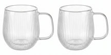 Cookinglife Doppelwandige Cappuccino- / Teegläser mit Henkel Lines - 250 ml - 2 Stück