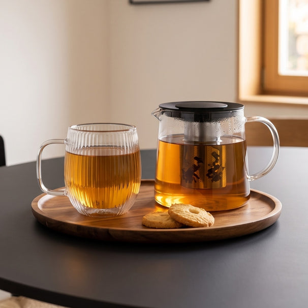 Cookinglife Doppelwandige Kaffee- / Teegläser mit Henkel Lines - 350 ml - 2 Stück