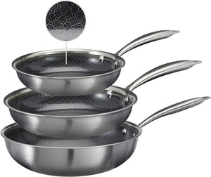 Cookinglife Pfannenset HexaCook Hybride Pfanne 3-teilig - Bratpfanne ø 24 & 28 cm + Wokpfanne Ø 28 cm - NON STICK - geeignet für alle Wärmequellen - keramische Antihaftbeschichtung