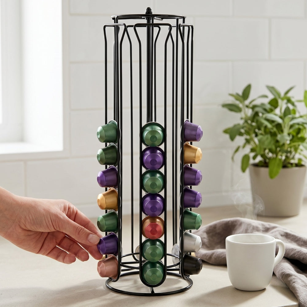 Cookinglife Kaffeekapselhalter Nespresso Schwarz - Drehbar - 60 Kapseln