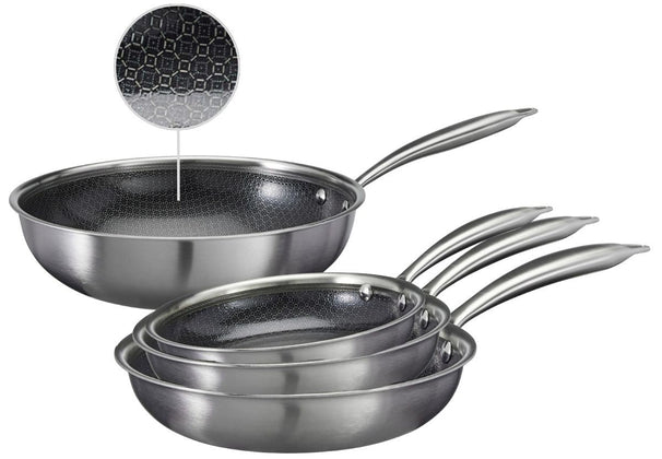 Cookinglife Pannenset HexaCook Hybride Pan 4-delig - Wok ø 28 cm + Koekenpan ø 20, 24 & 28 cm - NON STICK - geschikt voor alle warmtebronnen - keramische anti-aanbaklaag
