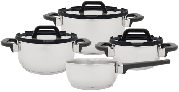 Cookinglife Topfset Stay Cool - RVS - Kookpan Ø 16, 20, 24 cm & Steelpan Ø 16 cm + Deksels - 7 delig