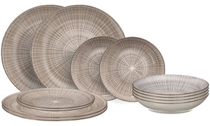 Cookinglife Geschirrset Baia Braun 12-teilig / 4 Personen - 4 Speiseteller, 4 Frühstücksteller und 4 Suppenteller
