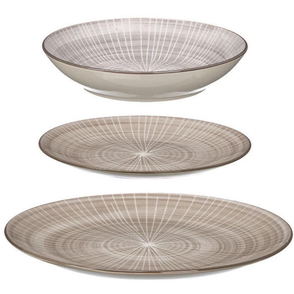 Cookinglife Geschirrset Baia Braun 12-teilig / 4 Personen - 4 Speiseteller, 4 Frühstücksteller und 4 Suppenteller