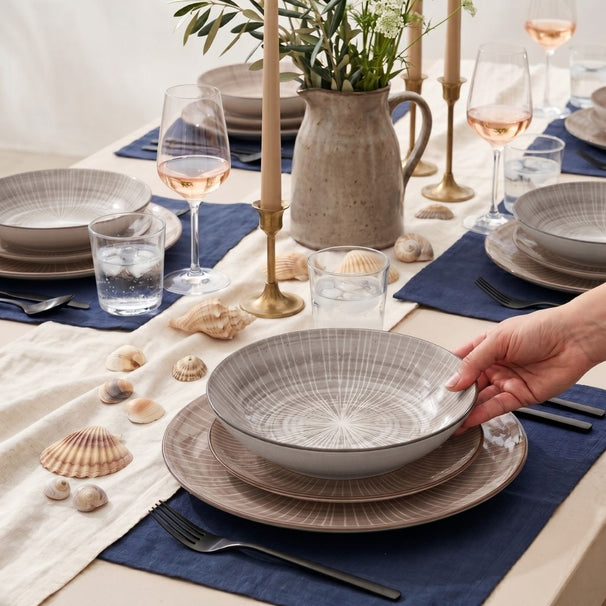 Cookinglife Geschirrset Baia Braun 12-teilig / 4 Personen - 4 Speiseteller, 4 Frühstücksteller und 4 Suppenteller