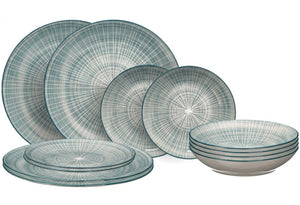 Cookinglife Geschirrset Cala Blau 12-teilig / 4 Personen - 4 Speiseteller, 4 Frühstücksteller und 4 tiefen Teller