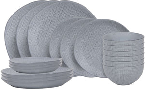 Cookinglife Geschirrset Linen Grey 18-teilig / 6 Personen - 6 Speiseteller, 6 Frühstücksteller und 6 Schalen