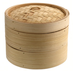 Cookinglife Dampfgarer / Dim Sum Dampfkorb - Bambus - 3-teilig - ø 20 cm