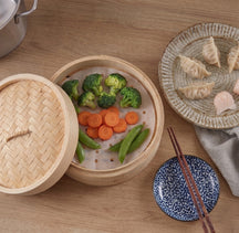 Cookinglife Dampfgarer / Dim Sum Dampfkorb - Bambus - 3-teilig - ø 20 cm