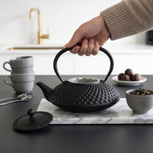 Cookinglife Teekanne Arare mit Edelstahlfilter - Gusseisen Schwarz - 1.2 Liter