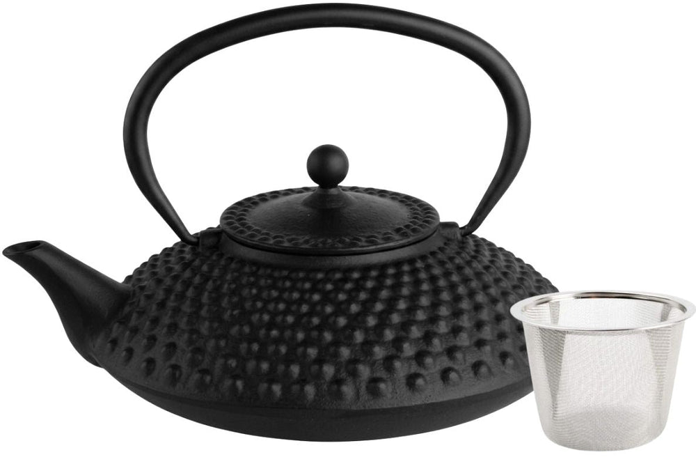 Cookinglife Teekanne Arare mit Edelstahlfilter - Gusseisen Schwarz - 1.2 Liter