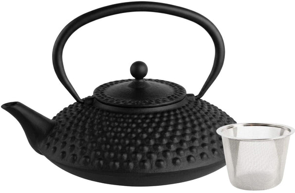 Cookinglife Teekanne Arare mit Edelstahlfilter - Gusseisen Schwarz - 1.2 Liter