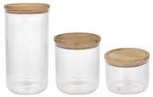 Cookinglife Vorratsbehälter Set Boro Lines - Glas Bambusdeckel - 600 ml / 980 ml / 1750 ml - 3 Stück