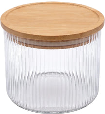 Cookinglife Vorratsbehälter Set Boro Lines - Glas Bambusdeckel - ø 11 cm - 600 ml - 3 Stück