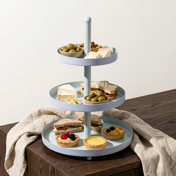 Cookinglife Etagere Metall - Blau / Mint - ø 15, 20 & 25 cm - 3-stufig - 35 cm hoch