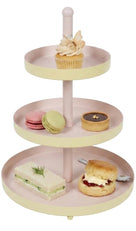 Cookinglife Etagere Metall - Gelb / Rosa - ø 15, 20 & 25 cm - 3-lagig - 35 cm hoch