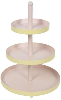 Cookinglife Etagere Metall - Gelb / Rosa - ø 15, 20 & 25 cm - 3-lagig - 35 cm hoch