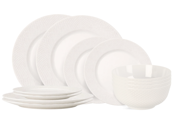 Cookinglife Geschirrset CampVibe - Kunststoff 12-teilig / 4 Personen - 4 Dinner-Teller, 4 Frühstücksteller und 4 Schalen