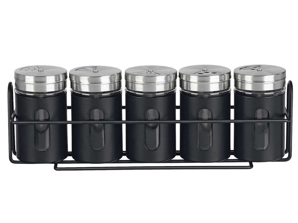 Cookinglife Kräuterregal Schwarz 5-teilig - Mit Kräuterspendern 80 ml