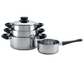Cookinglife Topfset Edelstahl / Schwarz 4-teilig - Kochtopf Ø 16, 18, 20 cm & Stieltopf Ø 16 cm - Für alle Herdarten geeignet