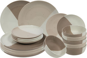Cookinglife Geschirrset Leem 18-teilig / 6 Personen - 6 Speiseteller, 6 Frühstücksteller und 6 Schalen