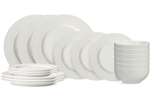 Cookinglife Geschirrset Siaki New Bone - Porzellan 18-teilig / 6 Personen - 6 Speiseteller, 6 Frühstücksteller und 6 Schalen