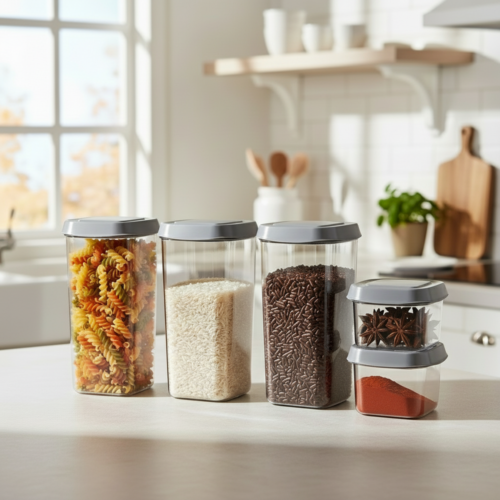 Cookinglife Vorratsgläser-Set, 8-teilig – mit grauen Deckeln