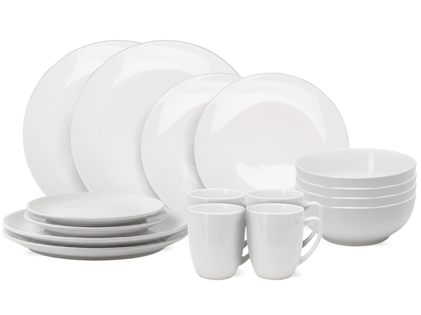 Cookinglife Geschirrset Porzellan 16-teilig 4 Personen - Weiß 