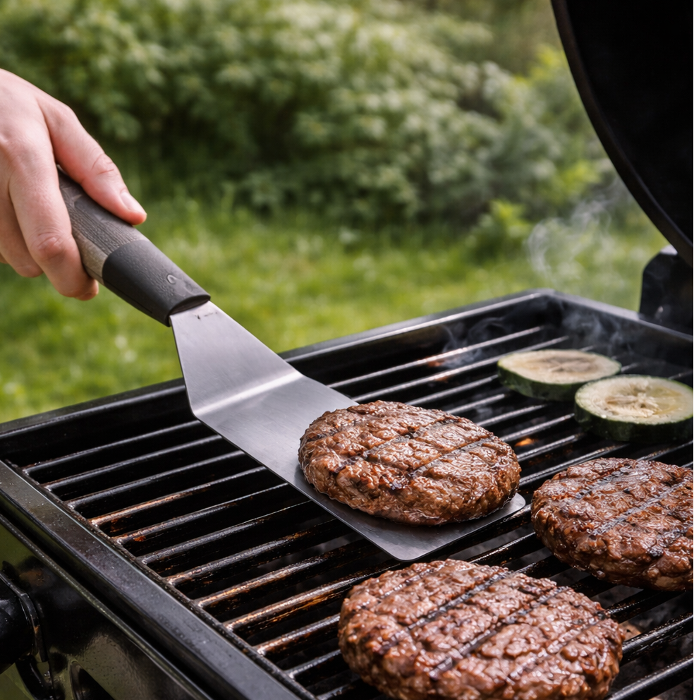 Cookinglife BBQ Spatel Fire & Flavour RVS 35 cm - Grillspatel Schwarz/Grau