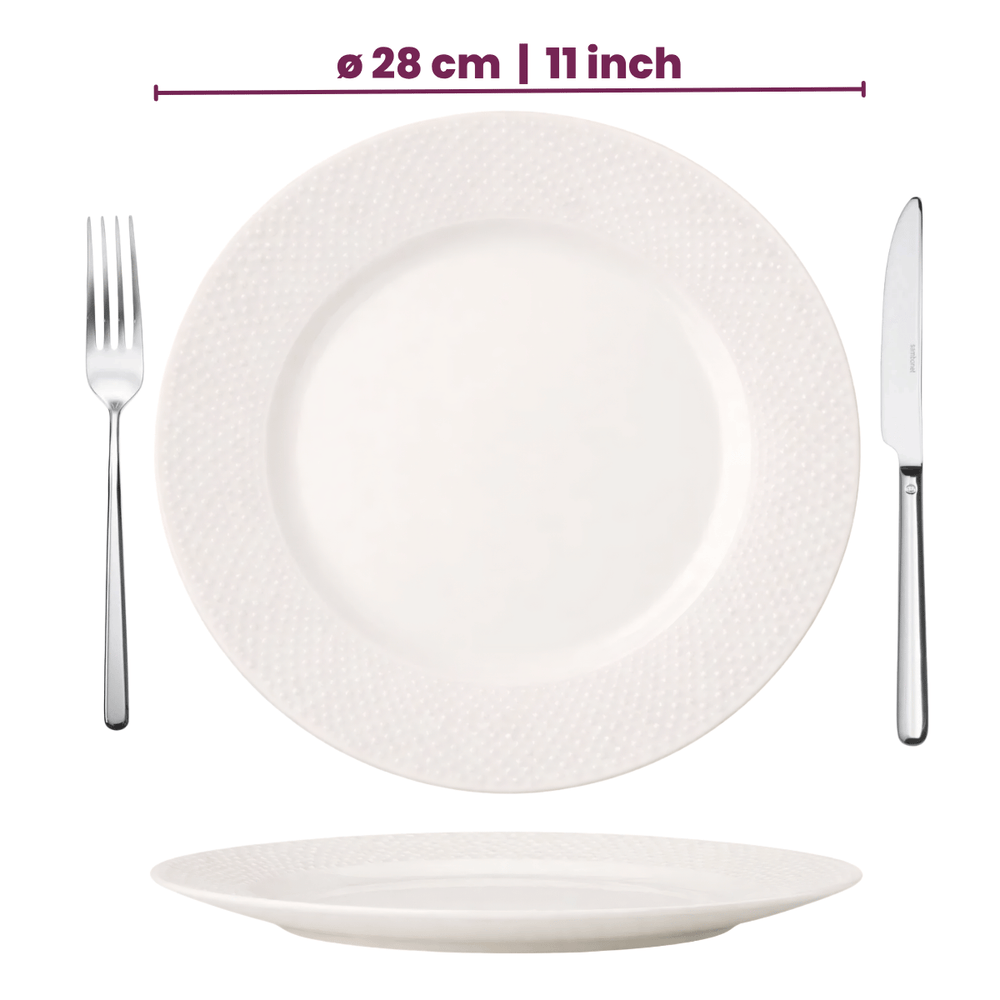 Cookinglife CampVibe Speiseteller – Outdoor – Kunststoff – Unzerbrechlich – Weiß, Ø 28 cm – 4er-Set