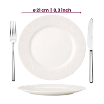 Cookinglife Frühstücksteller / Dessertteller – CampVibe – Outdoor – Kunststoff – Unzerbrechlich – Weiß, Ø 21 cm – 4er-Set