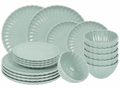 Cookinglife Geschirrset Cardida Grün 18-teilig / 6 Personen - 6 Speiseteller, 6 Frühstücksteller und 6 Schalen