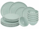 Cookinglife Geschirrset Cardida Grün 18-teilig / 6 Personen - 6 Speiseteller, 6 Frühstücksteller und 6 Schalen