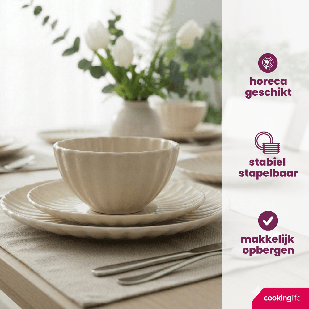 Cookinglife Tiefe Teller / Pastateller Cardida Beige ø 20 cm - 6 Stück