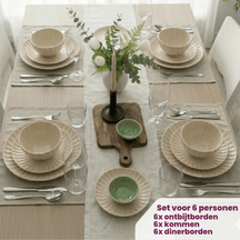 Cookinglife Geschirrset Cardida Beige 18-teilig / 6 Personen - 6 Speiseteller, 6 Frühstücksteller und 6 Schalen