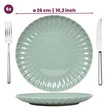 Cookinglife Geschirrset Cardida Grün 18-teilig / 6 Personen - 6 Speiseteller, 6 Frühstücksteller und 6 Schalen