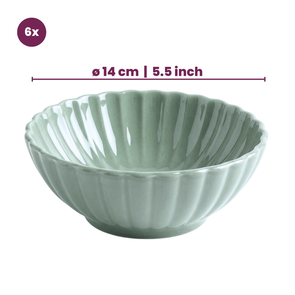 Cookinglife Geschirrset Cardida Grün 18-teilig / 6 Personen - 6 Speiseteller, 6 Frühstücksteller und 6 Schalen