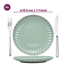 Cookinglife Geschirrset Cardida Grün 18-teilig / 6 Personen - 6 Speiseteller, 6 Frühstücksteller und 6 Schalen