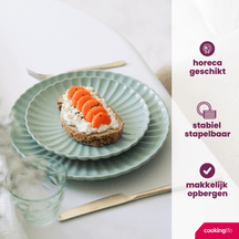 Cookinglife Geschirrset Cardida Grün 18-teilig / 6 Personen - 6 Speiseteller, 6 Frühstücksteller und 6 Schalen