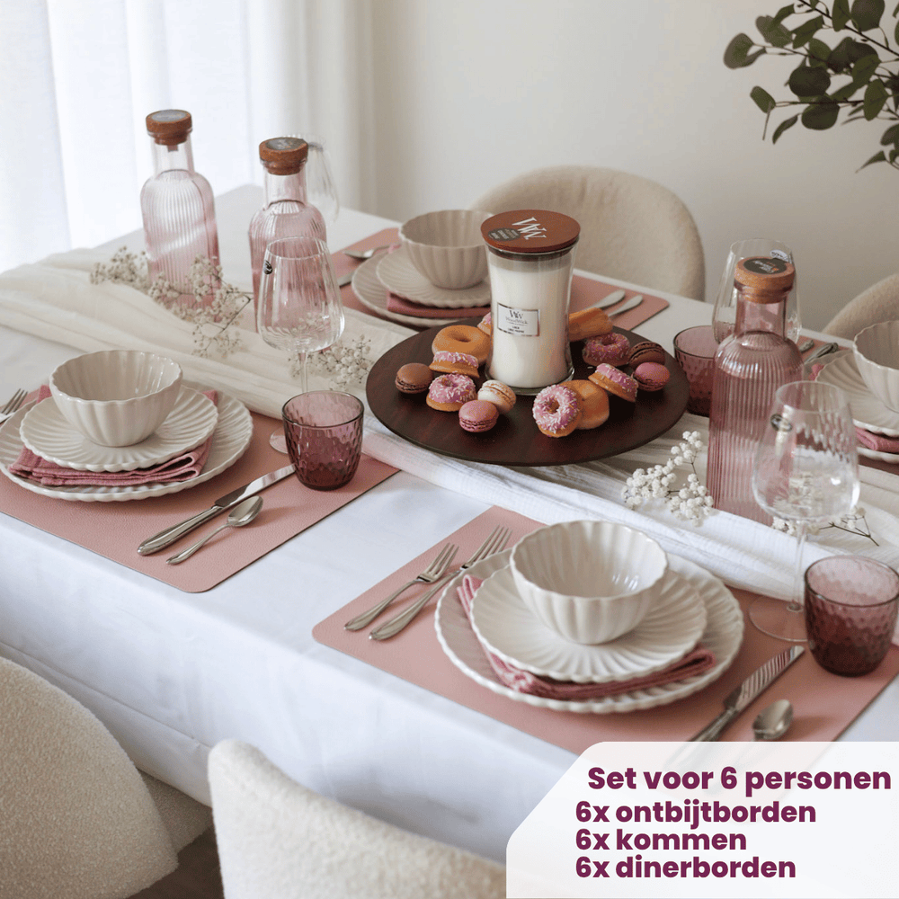 Cookinglife Geschirrset Cardida Off White 18-teilig / 6 Personen - 6 Speiseteller, 6 Frühstücksteller und 6 Schalen