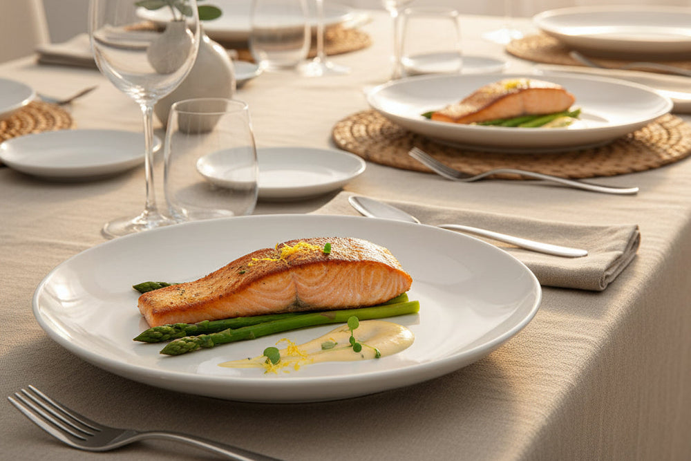 Cookinglife Porzellan-Speiseteller Ø 27 cm – 4er-Set – Elegantes, modernes, weißes Design