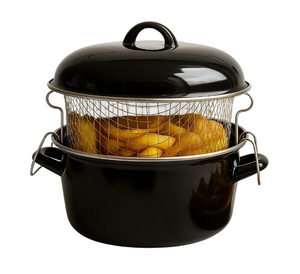 Cookinglife Emaille Oliebollenpfanne / Fritteuse - Bräter - mit Mand - Kochen - ø 24 cm