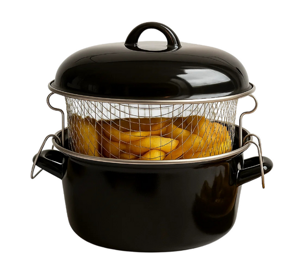 Cookinglife Emaille Oliebollenpfanne / Fritteuse - Bräter - mit Mand - Kochen - ø 24 cm